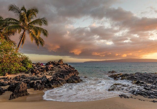 beautiful sunset beach in Hawaii
