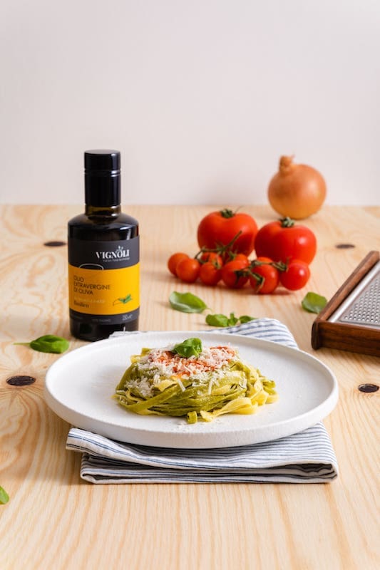 infused olive oil basil with pasta tomatoes