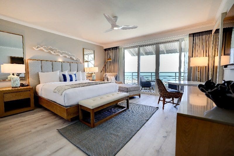 south seas island resort guestroom hotel white sheets gulf coast view