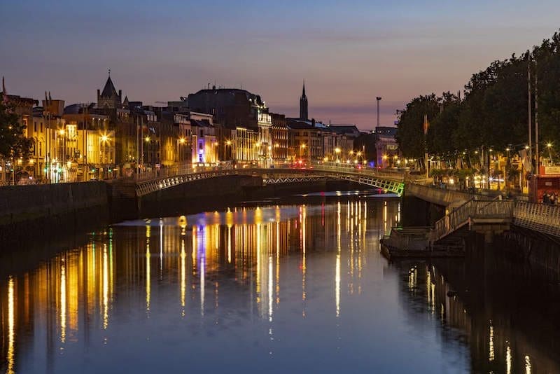Ha'Penny Bridge at Dusk Dublin