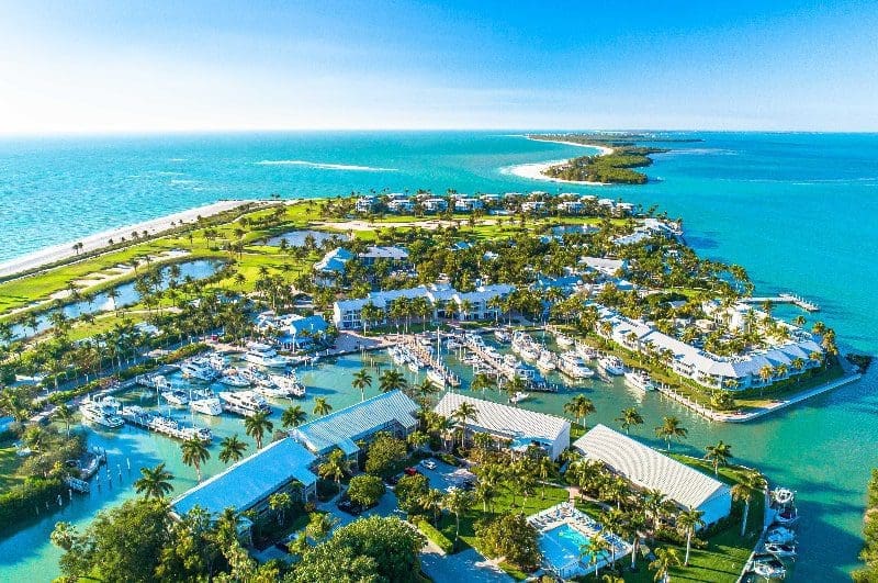 south seas island resort captiva island aerial shot