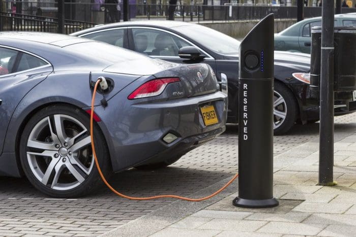 Electric car charge station in Milton Keynes, UK
