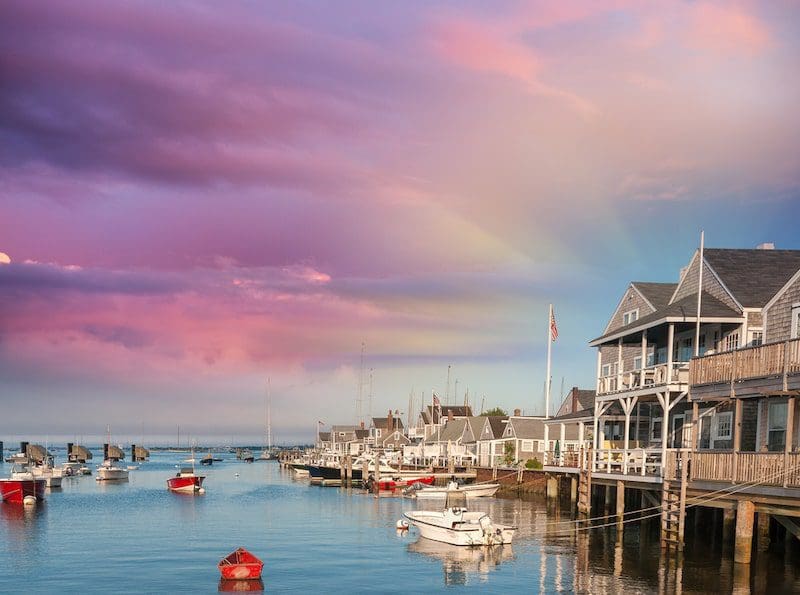 Wooden Homes at Nantucket on water
