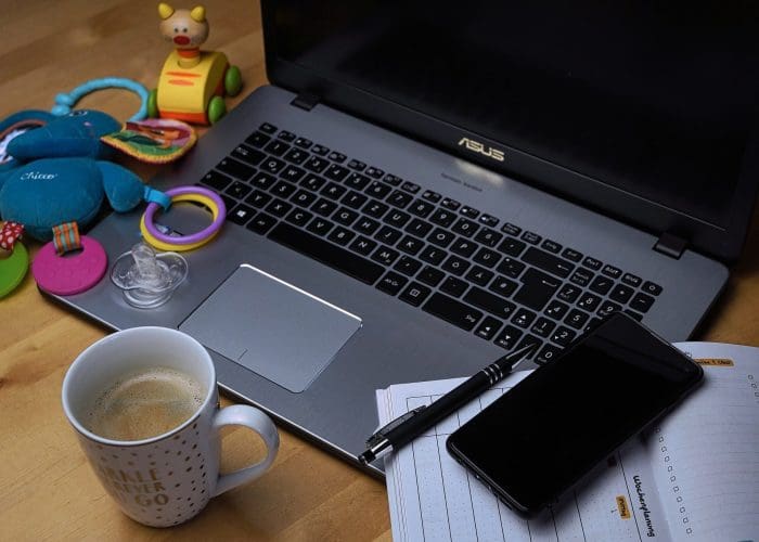 work life balance laptop mug toddler toys