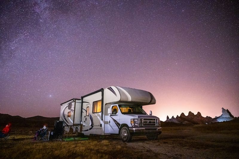 camper van in the night sky