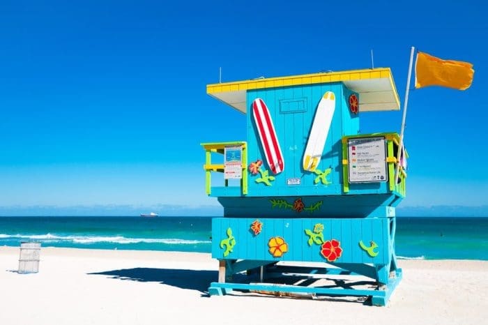 Colorful Lifeguard Tower in Miami Beach, Florida