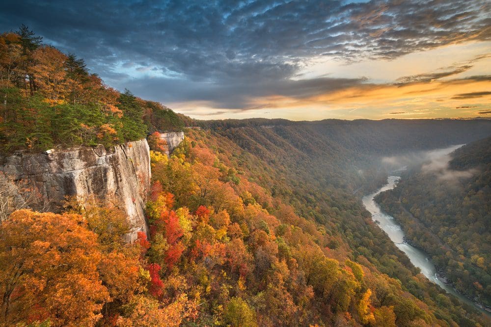 New River Gorge, West Virgnia, USA autumn morning lanscape