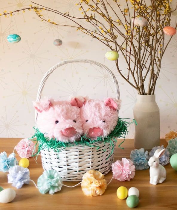 Piggy Slippers for Easter gift decorating