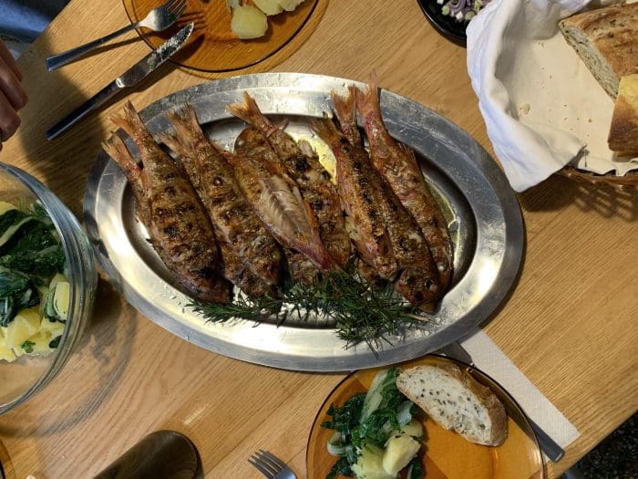Grilled Fish on a dish on table