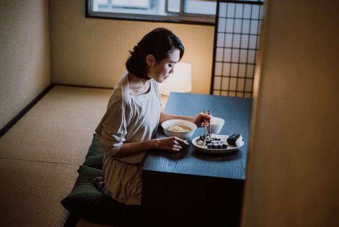 Japanese woman in restaurant