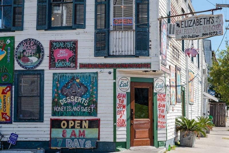 Elizabeth's Restaurant in the Bywater neighborhood of New Orleans, Louisiana