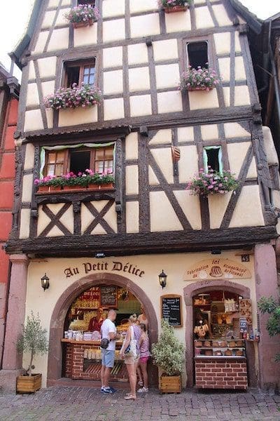 Riquewihr family travel ice cream shop pretty french town