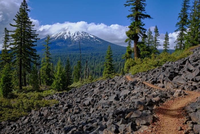 Pacific Coast Trail winds through lava fields in southern Oregon