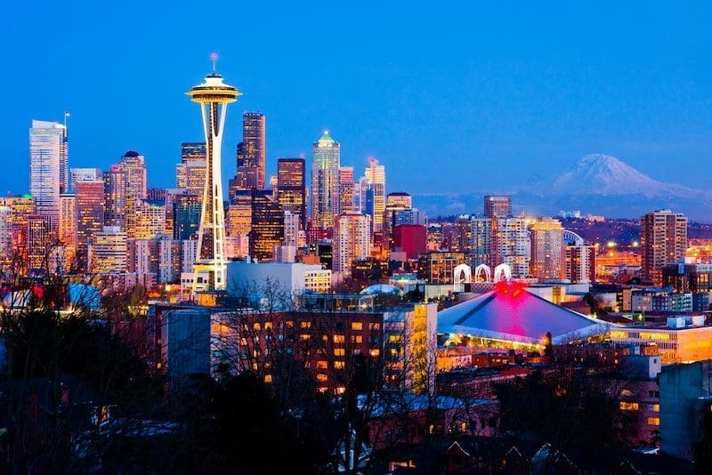 Seattle downtown at night