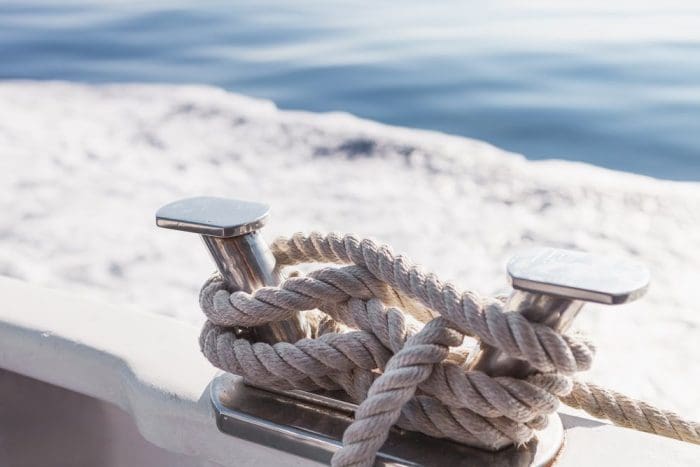 Ship's ropes on the yacht in Ligurian Sea, Italy