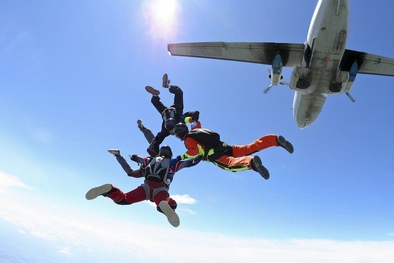 Skydiving photo with airplane