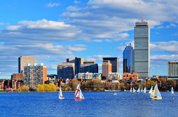 Boston Mass skyline water view
