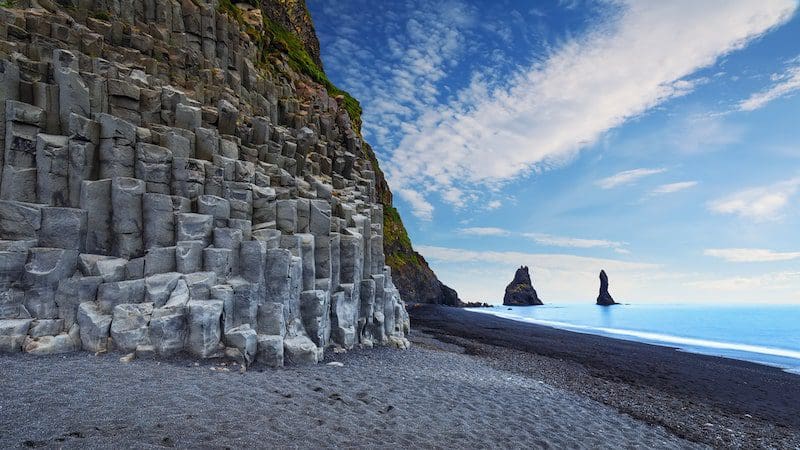 Amazing landscape with basalt rock formations Troll Toes