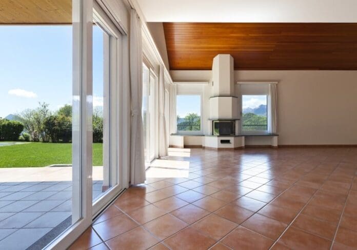 Interior of villa, empty with beautiful open flooring