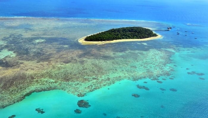 Aerial view of Green Island reef at the Great Barrier Reef