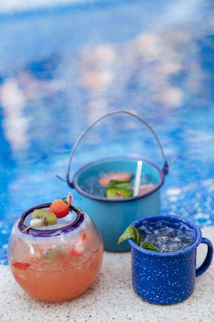 Cocktails by the pool in Mexico