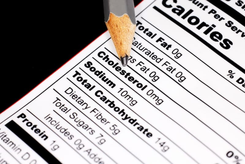 nutrition label with pencil tip