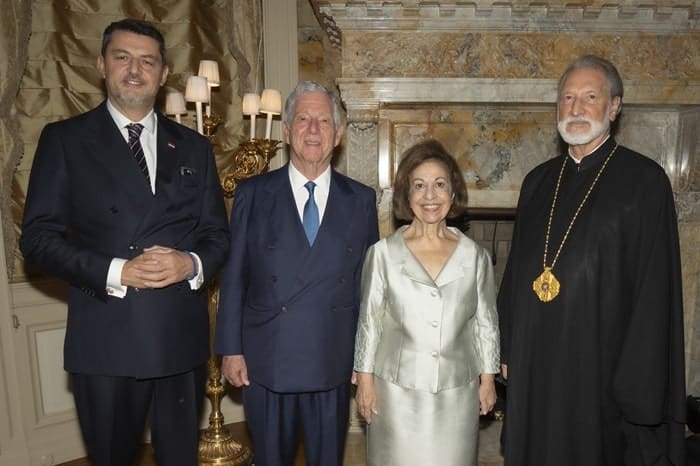 Consul General Dr Vladimir Bozovic , HRH Crown Prince Alexander of Serbia, HRH Crown Princess Katherine of Serbia, Bishop Irinej