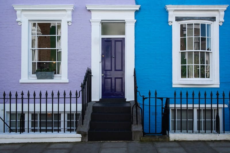 house facade blue purple