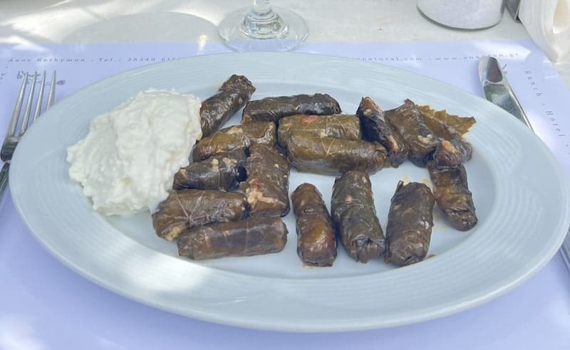 stuffed grape leaves Crete